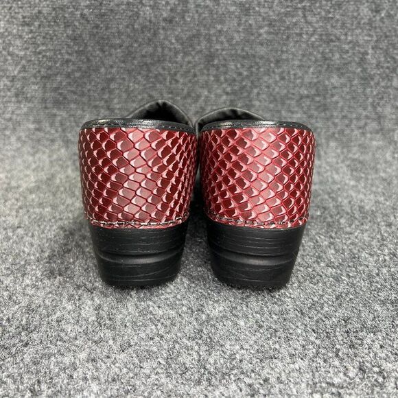 Sanita Clogs Women's SIze 9 Red Snakeskin Embossed Leather Slip On Shoe Loafers - Picture 5 of 12